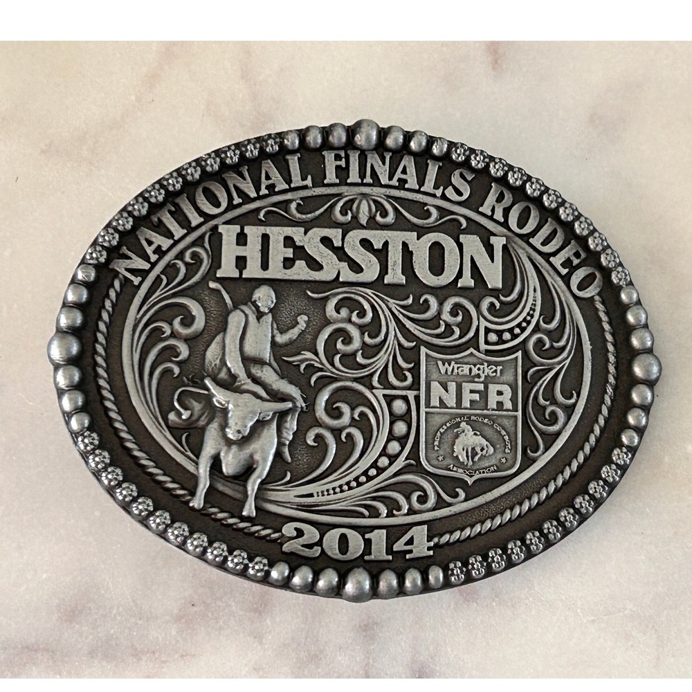 Montana Silversmiths‎ Pewter 2014 Hesston National Finals Rodeo NFR Belt Buckle